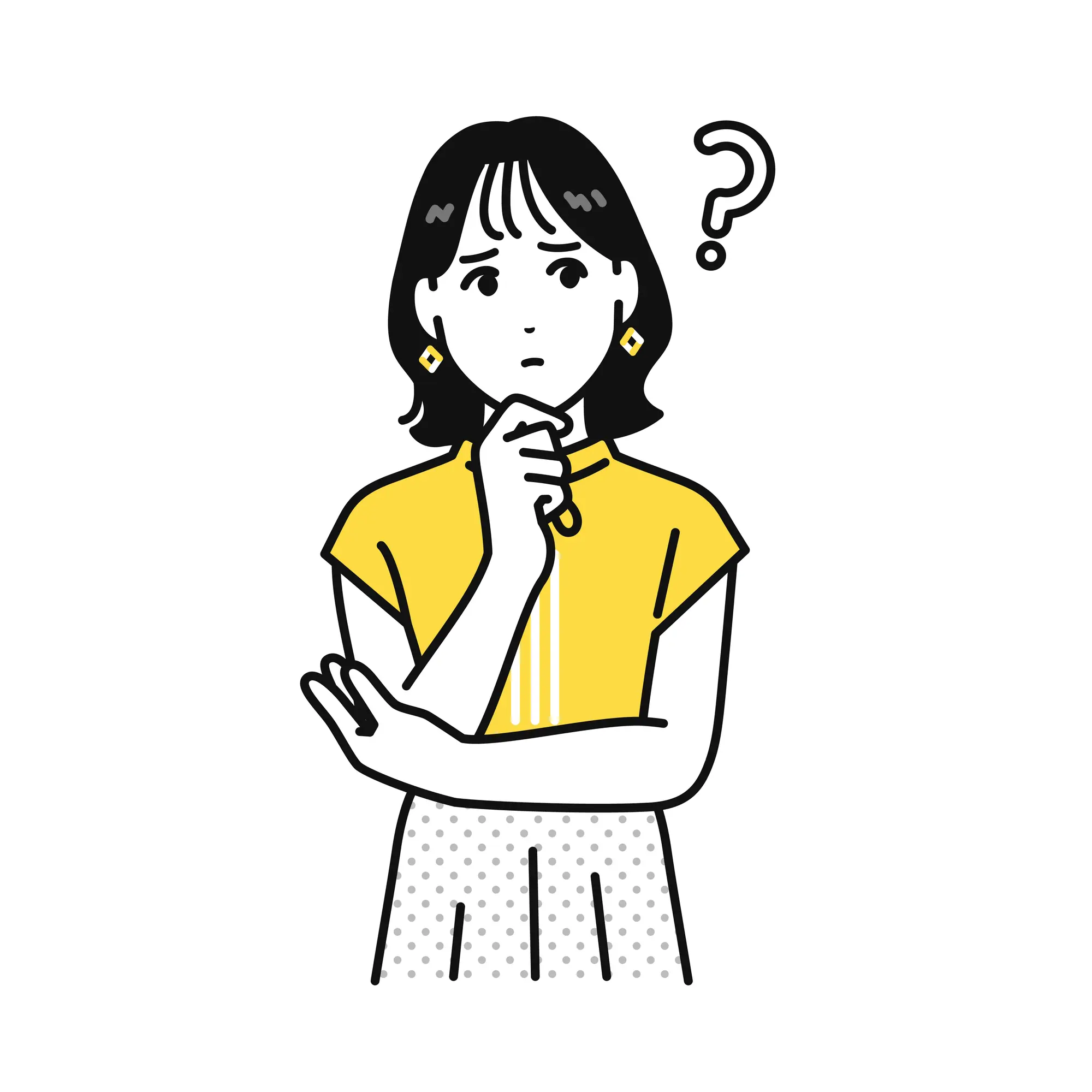 考える女性のイラスト