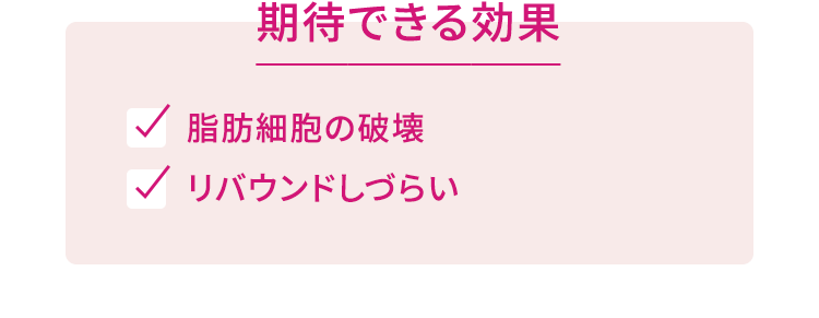 期待できる効果 脂肪細胞の破壊 リバウンドしづらい