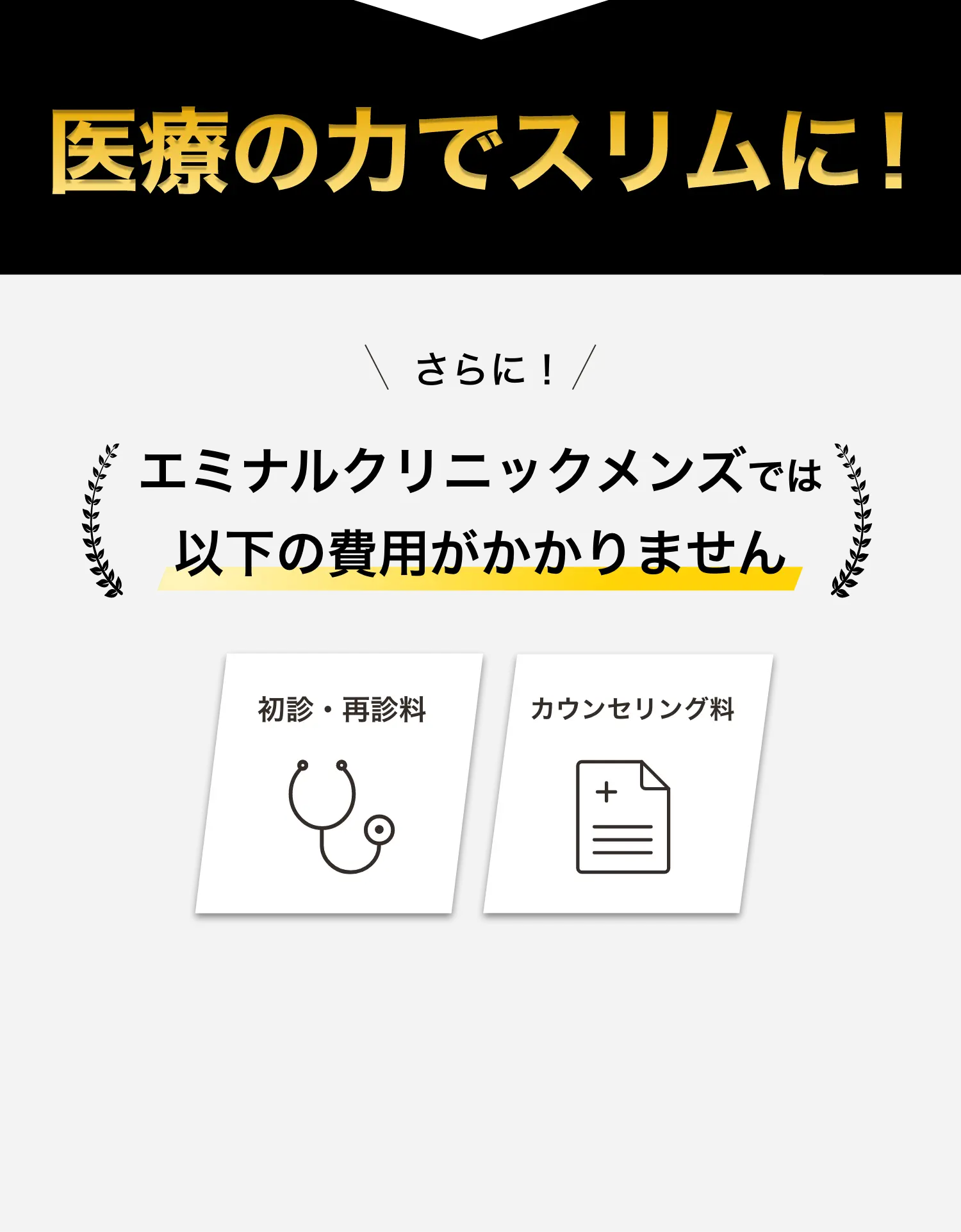 メンズエミナルの医療の力でスリムに！さらにメンズエミナルでは以下の費用がかかりません