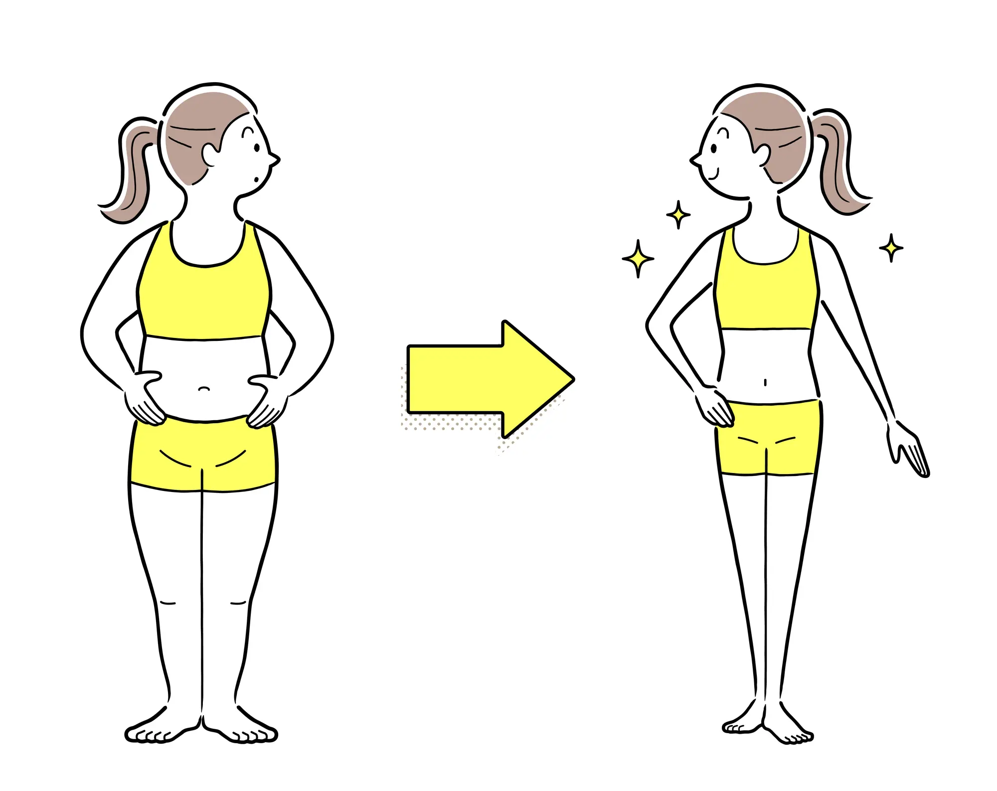 ダイエットした女性のイラスト